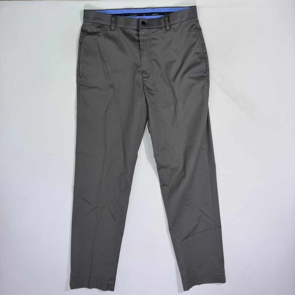 Brooks Brothers Clark Fit Advantage Chino Stretch Pants Mens 33x32 Gray Cotton